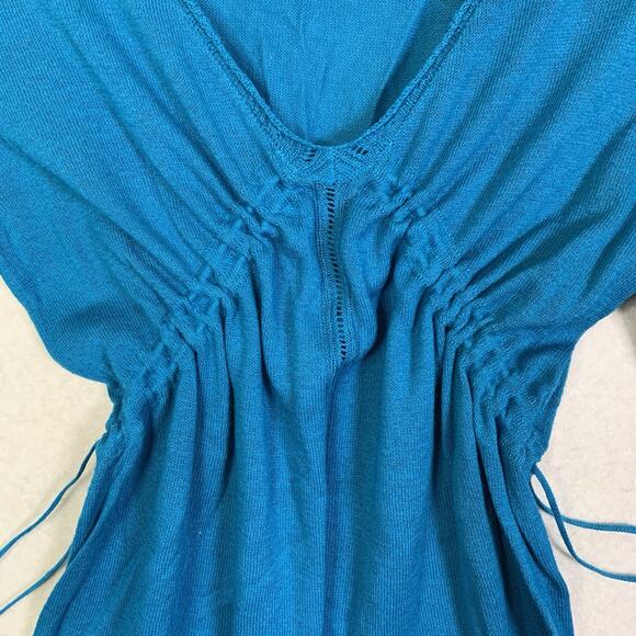 VTG Women Y2K Babydoll Cinch‎ Knit Top Sz M Turquise Coquette Soft Feminine Boho - Picture 2 of 13